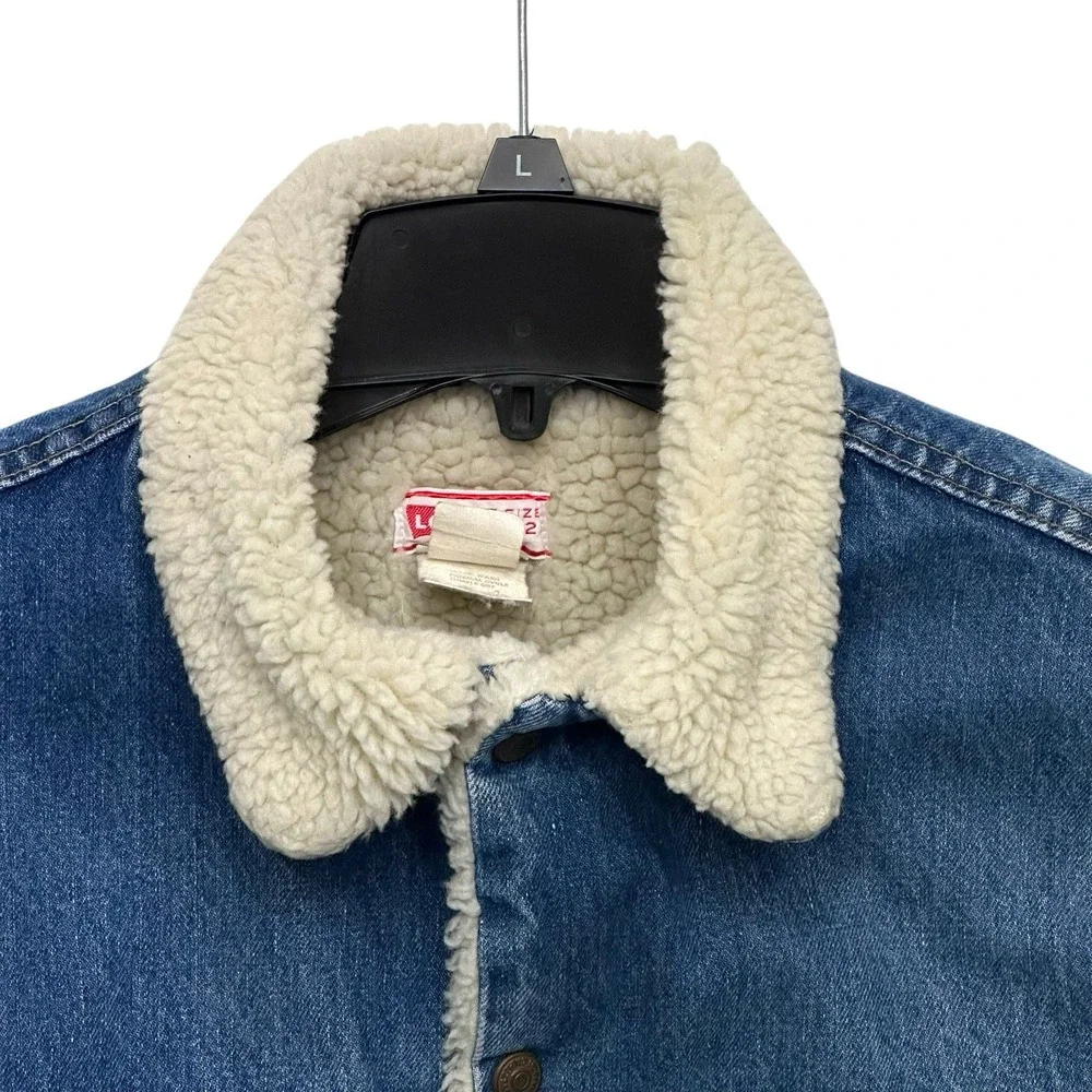 VTG Made In USA 70s Levi's Type III Denim Sherpa‎ Lined Trucker Jacket 42 Medium
